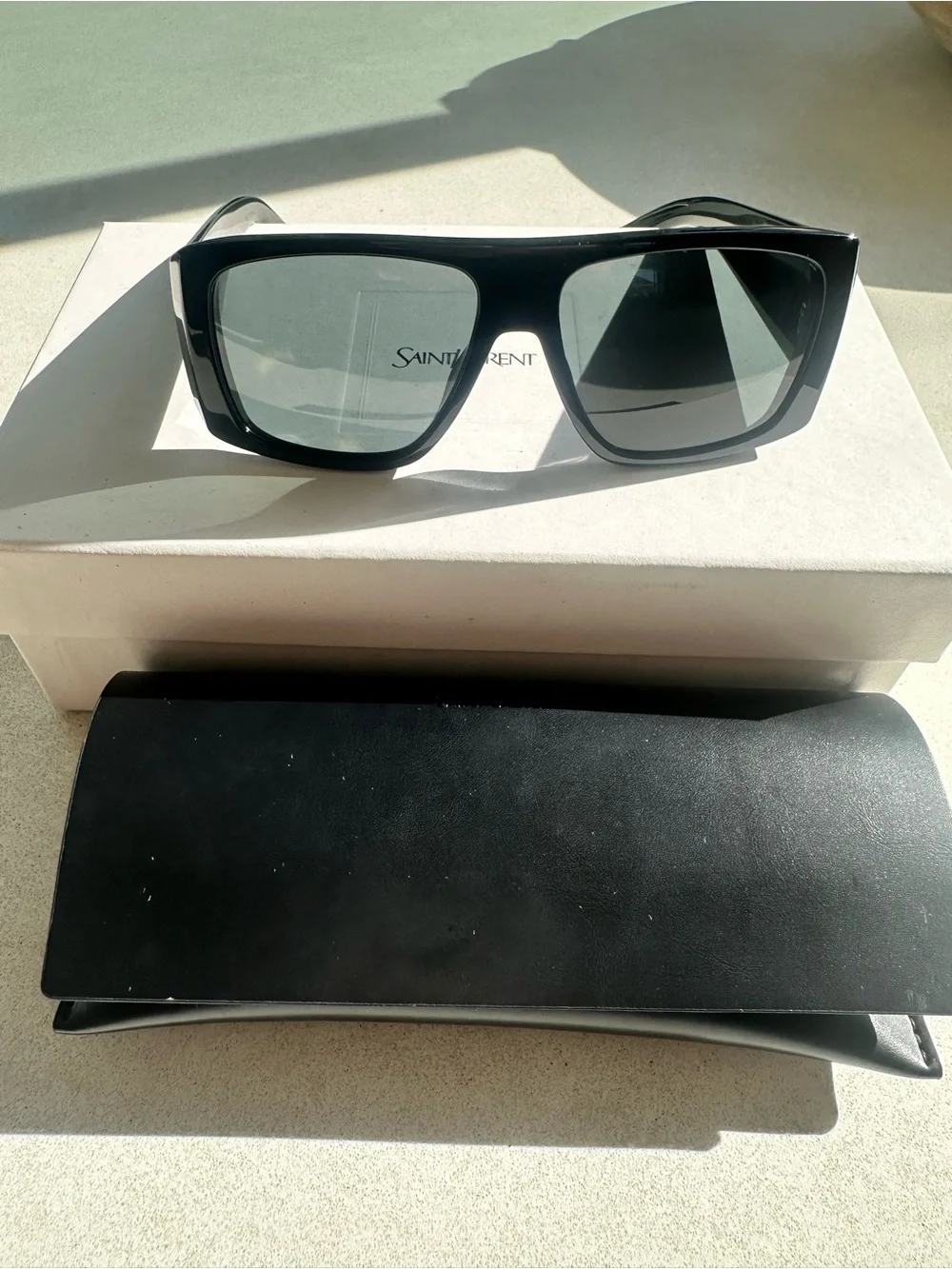 Saint Laurent Black Rectangular 56mm Visor Sunglasses